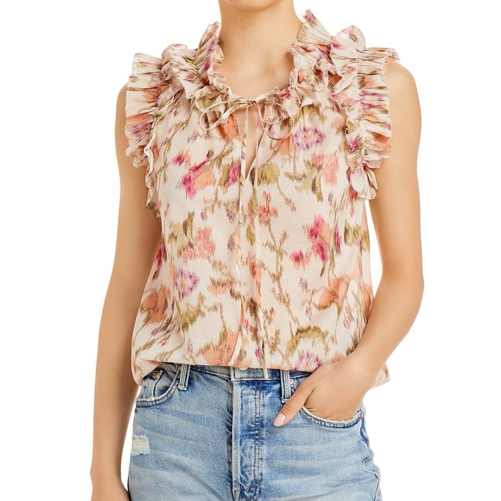 rebecca taylor picot ruffle blouse size XS